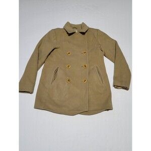 (#C) L.L. Bean Wool  Pea Coat Brown Size women's  REG 4